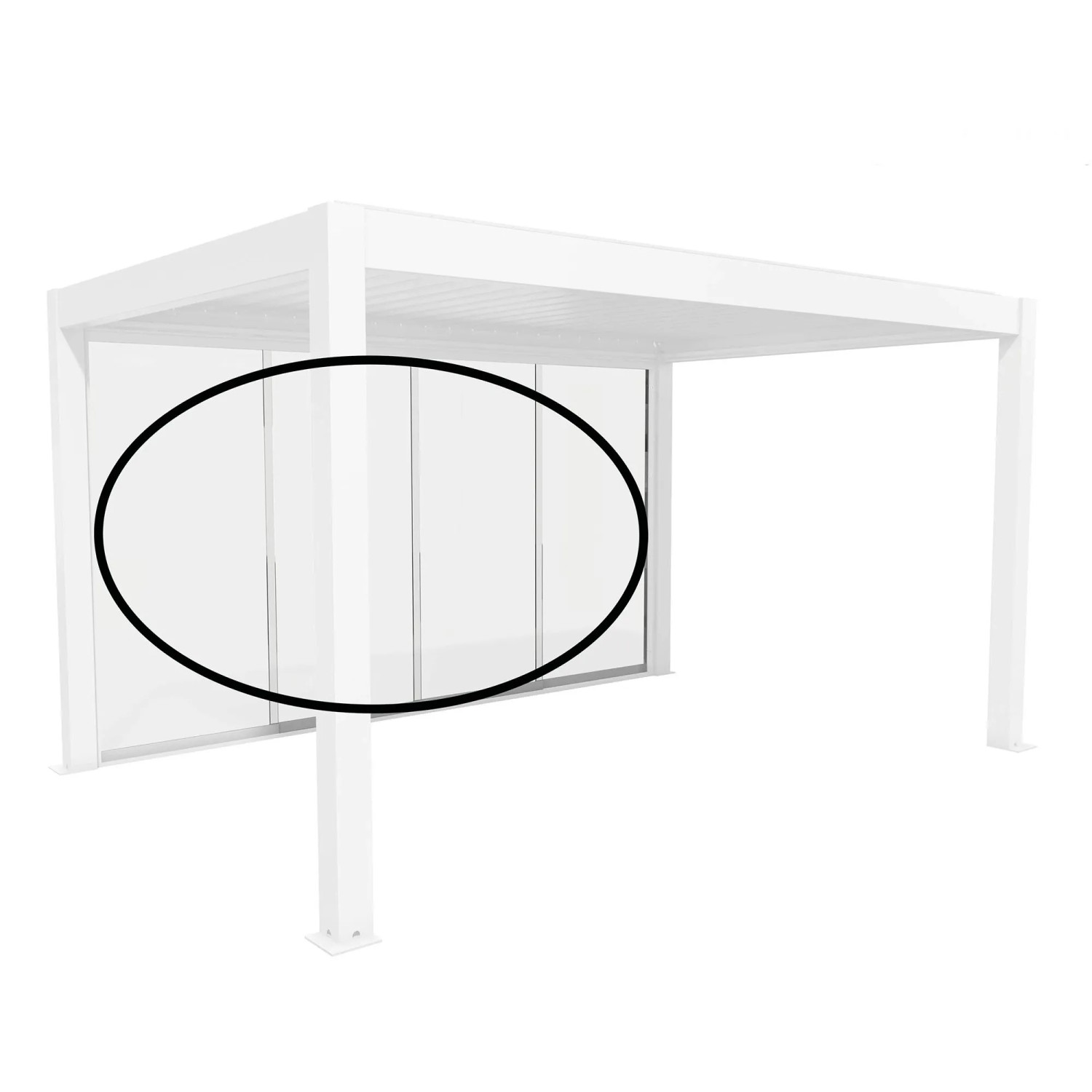 Biohort Posuvná stěna z čirého skla pro stranu pergoly 3,5 m bílá