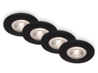 BRILO Vestavné LED svítidlo Kulana, stmív., 4,9 W, matné černé, 4 ks, 9 x 2,5 cm BRILO Vestavné LED svítidlo Kulana, stmív., 4,9 W, matné černé, 4 ks, 9 x 2,5 cm