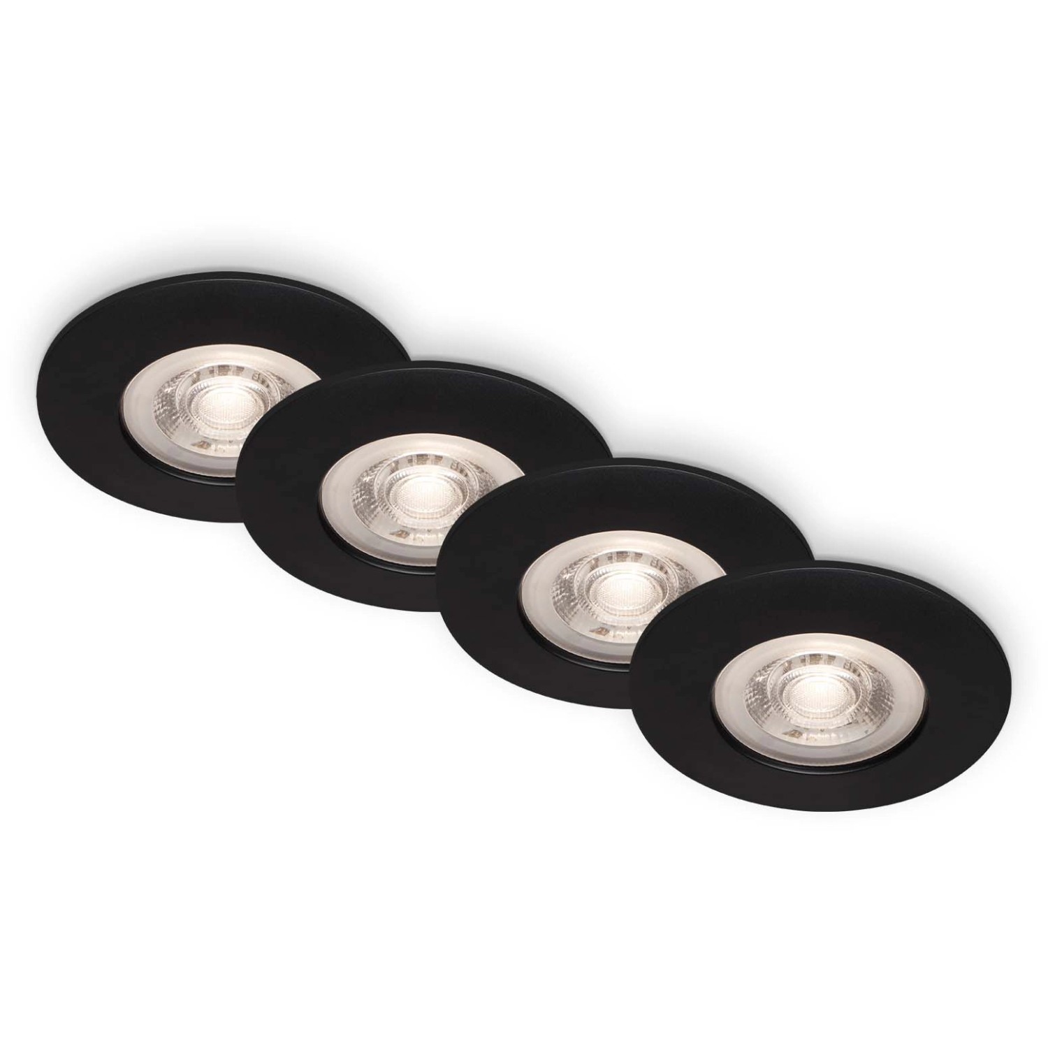 Brilo Vestavné LED svítidlo Kulana, stmív., 4,9 W, matné černé, 4 ks, 9 x 2,5 cm