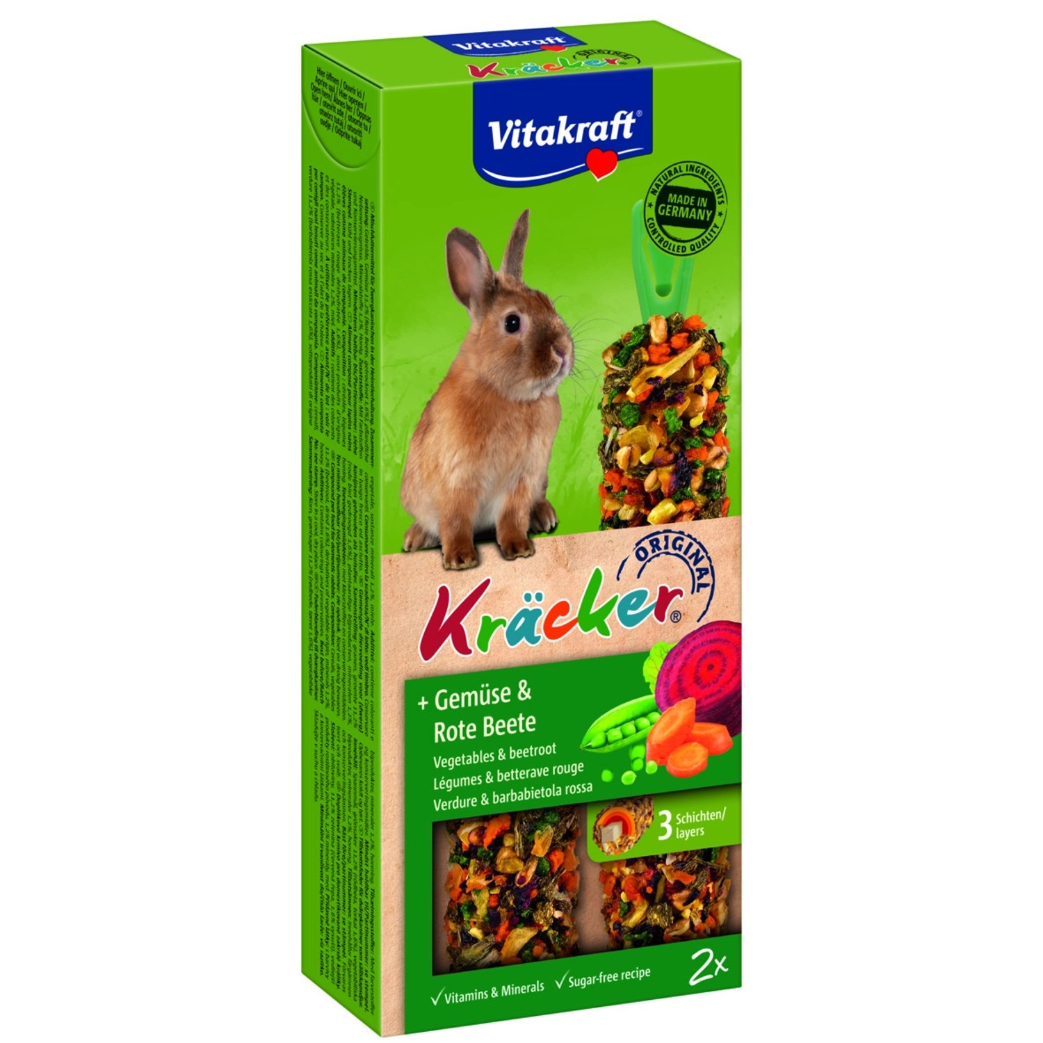 Vitakraft Doplňkové krmivo pro králíky Kräcker zelenina a řepa 2 ks