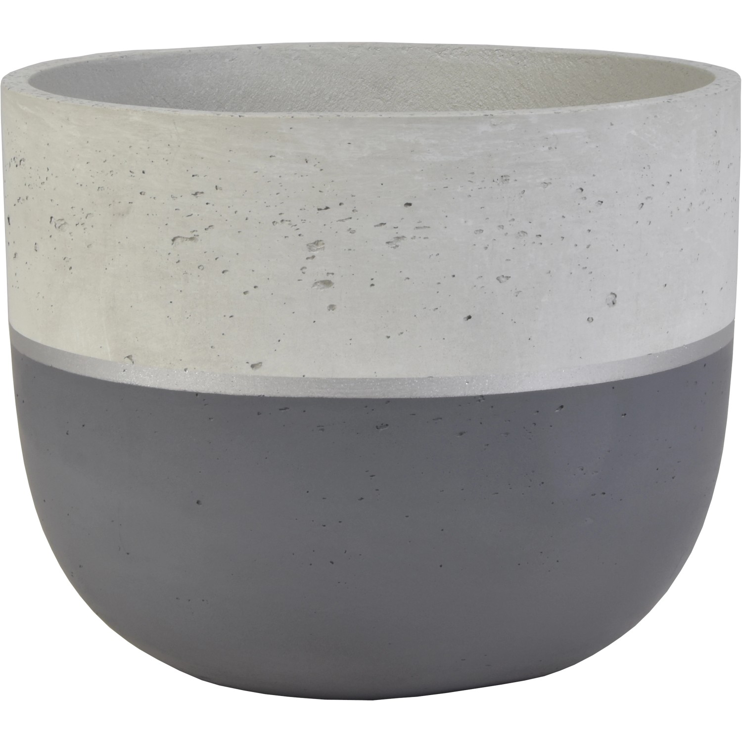 Květináč z cementu průměr 38 cm x 30 cm antracitový/stříbrný