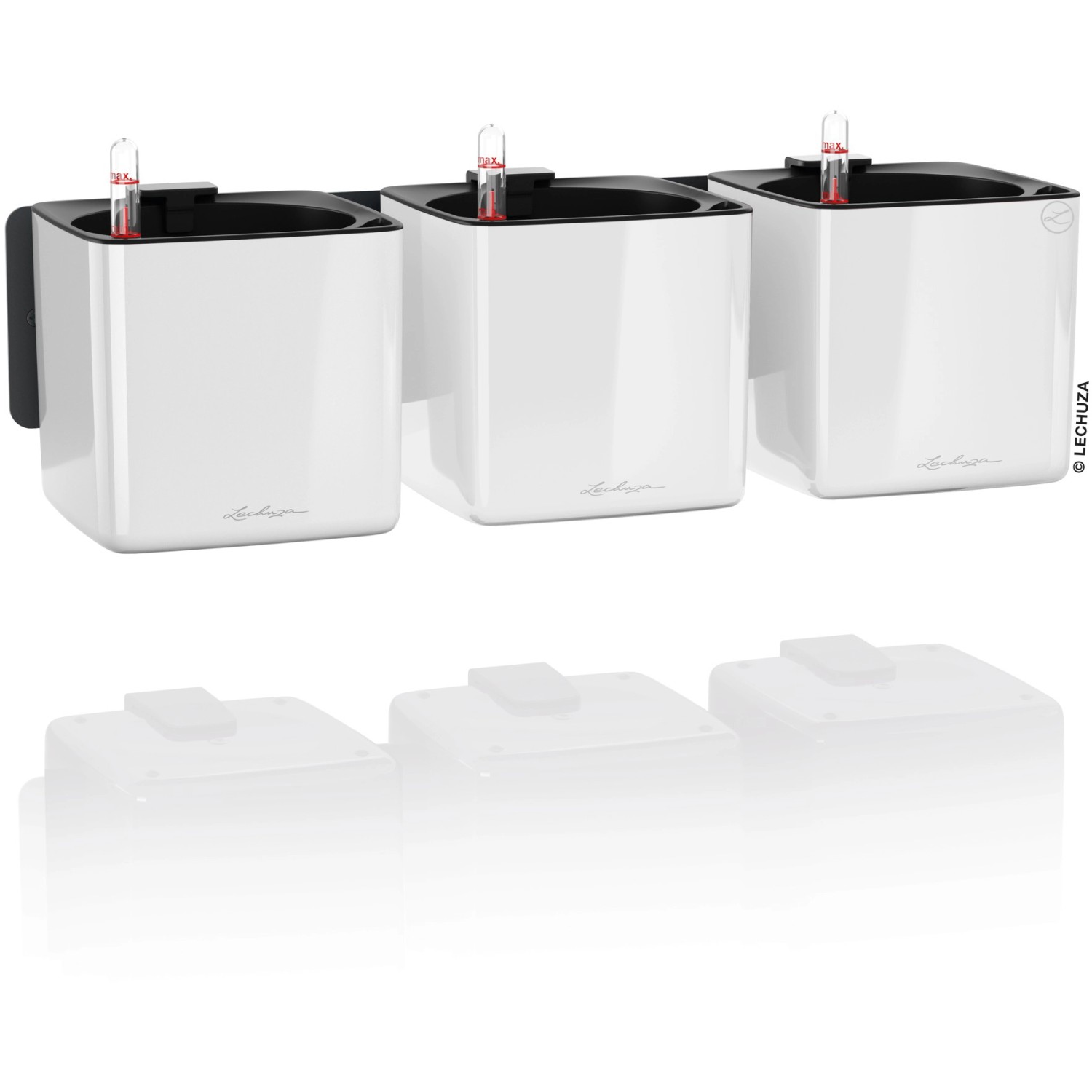 Lechuza Sada květináčů Green Wall Home Kit Glossy bílá lesklá 48 cm