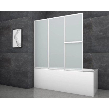 Aurlane Skládací zástěna na vanu White Comfort 145,4 cm x 140 cm bílá 3křídlá