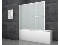 Aurlane Skládací zástěna na vanu White Comfort 145,4 cm x 140 cm bílá 3křídlá