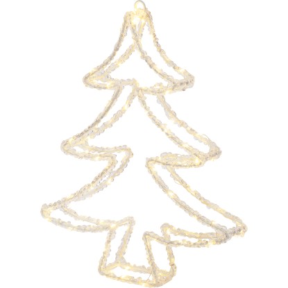 LED vánoční dekorace stromek, transparentní, 34 x 28 x 5 cm