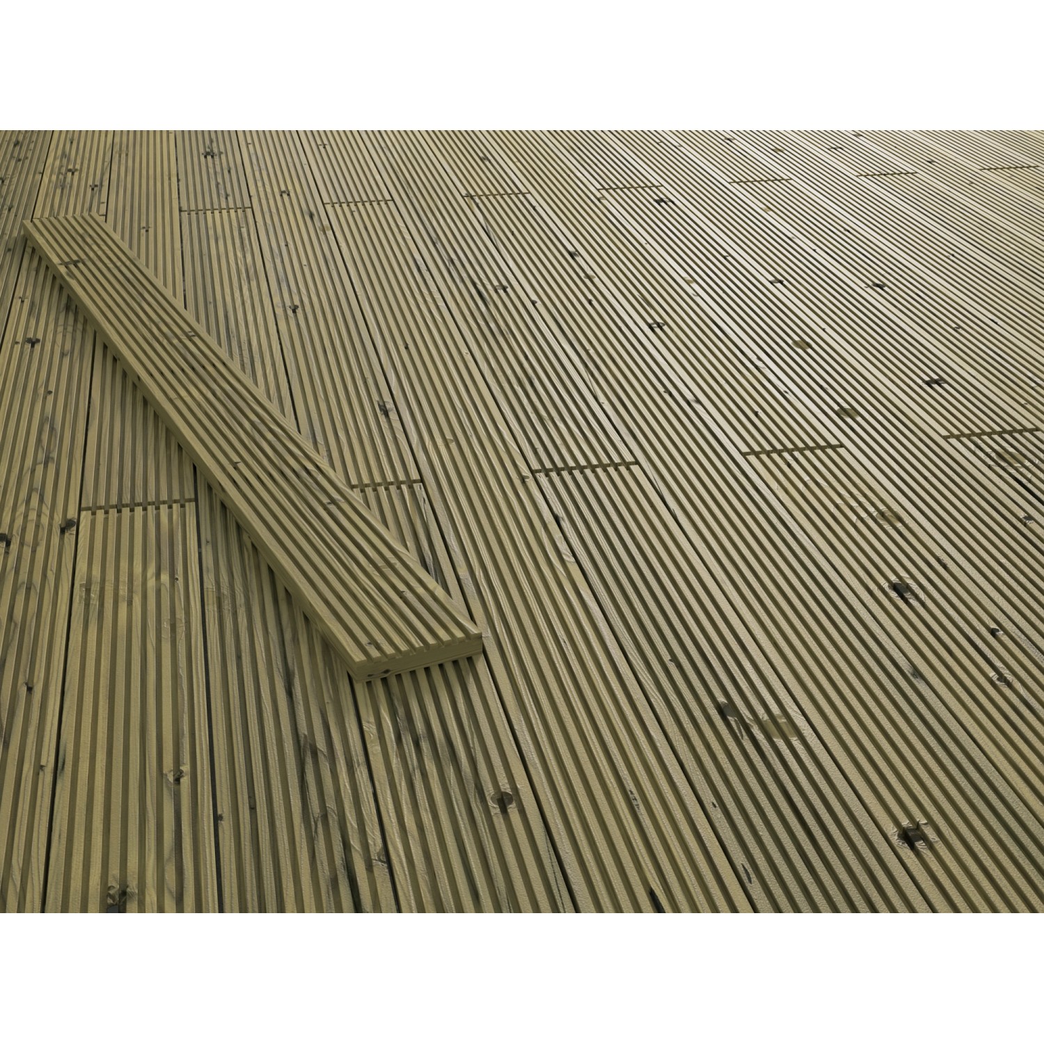 Terasové prkno rýhované/částečně rýhované jehličnaté dřevo zelené 28x145x2000 mm