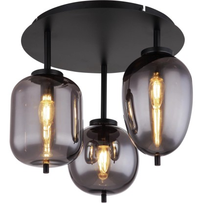 GLOBO Stropní svítidlo BLACKY černá/kouřová E14 40 W pr. 460 x 360 mm