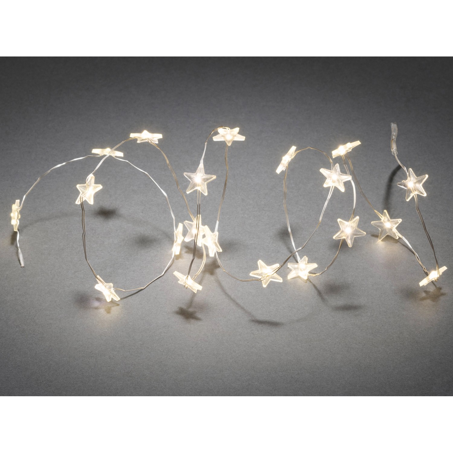 Konstsmide LED světelný řetěz transparentní s hvězdami 20 LED teplé bílé barvy