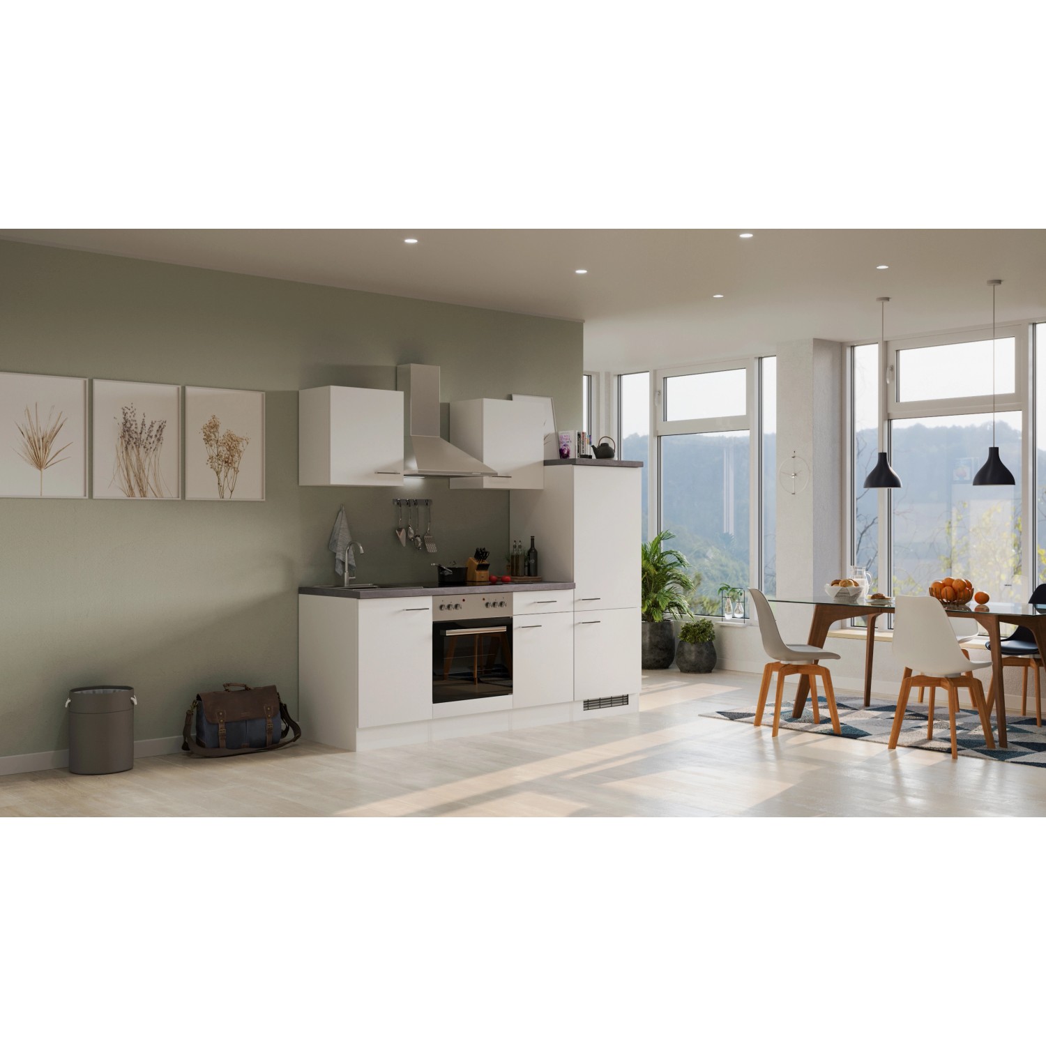 Flex-Well Kuchyně Joelina 220 cm/typ 3 - lednice/trouba/varná deska/digestoř