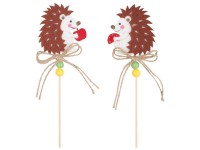 Anděl Přerov Zápich ježek z filcu s muchomůrkou 6 cm + špejle, 2 ks