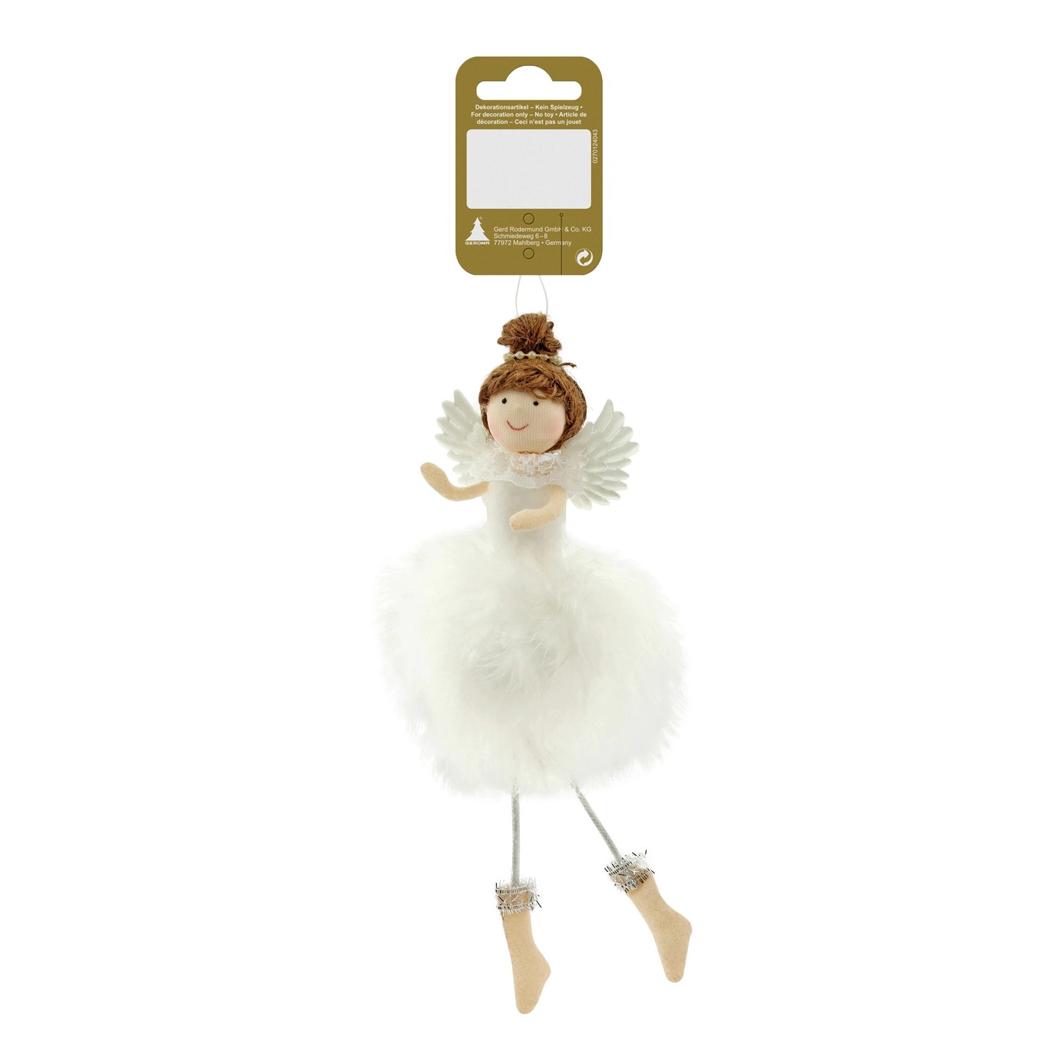 Anděl plastový, bílý, 18 cm