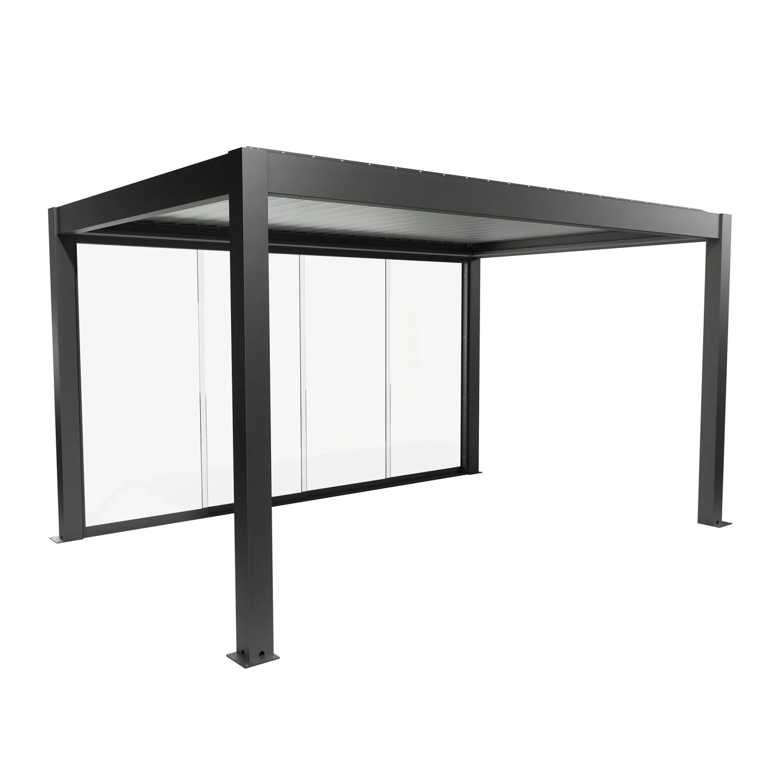 Biohort Posuvná stěna z čirého skla pro stranu pergoly 4,5 m tmavě šedá
