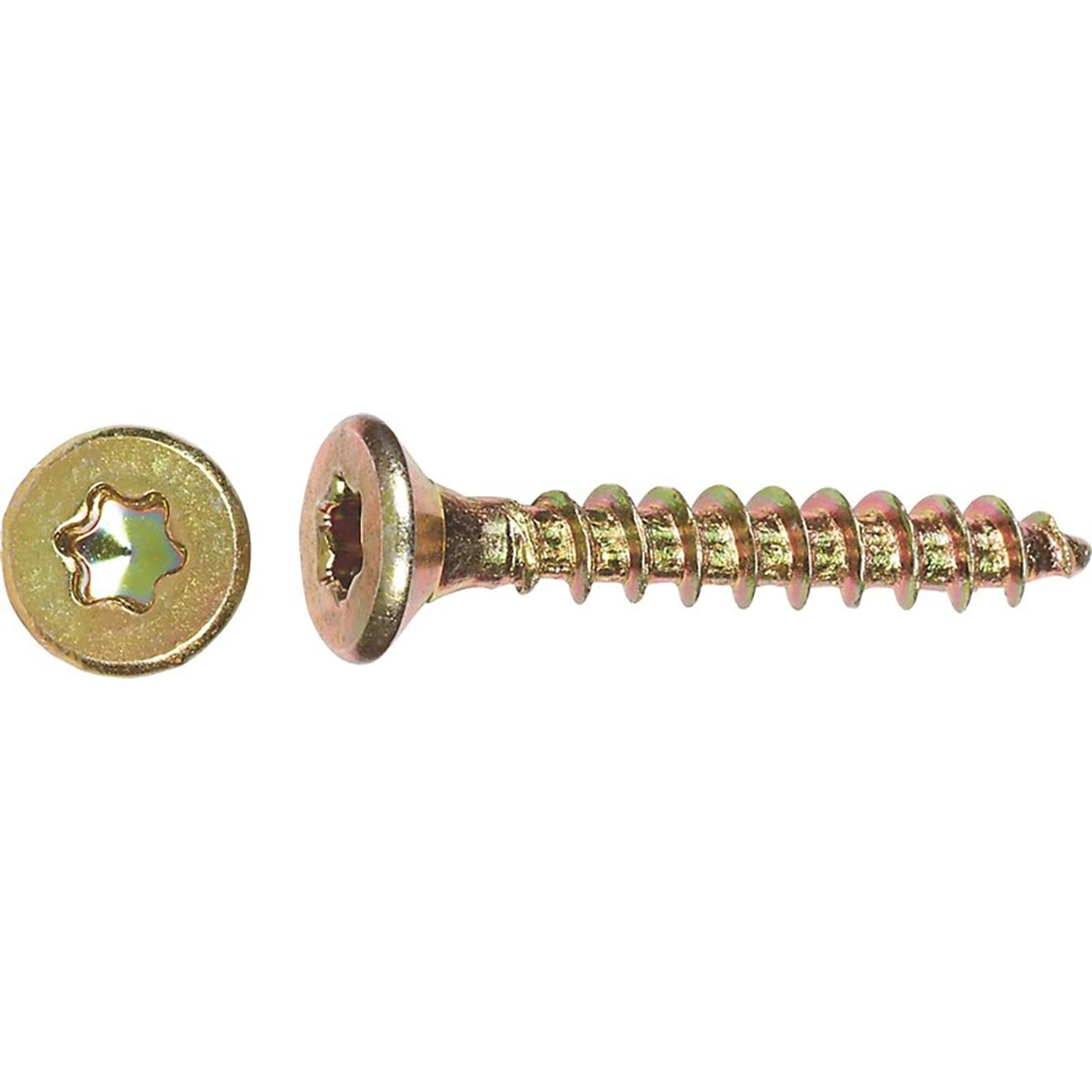 Uni vrut se zápustnou hlavou TX20 plný závit žlutě pozink. 4x30 mm-na váhu