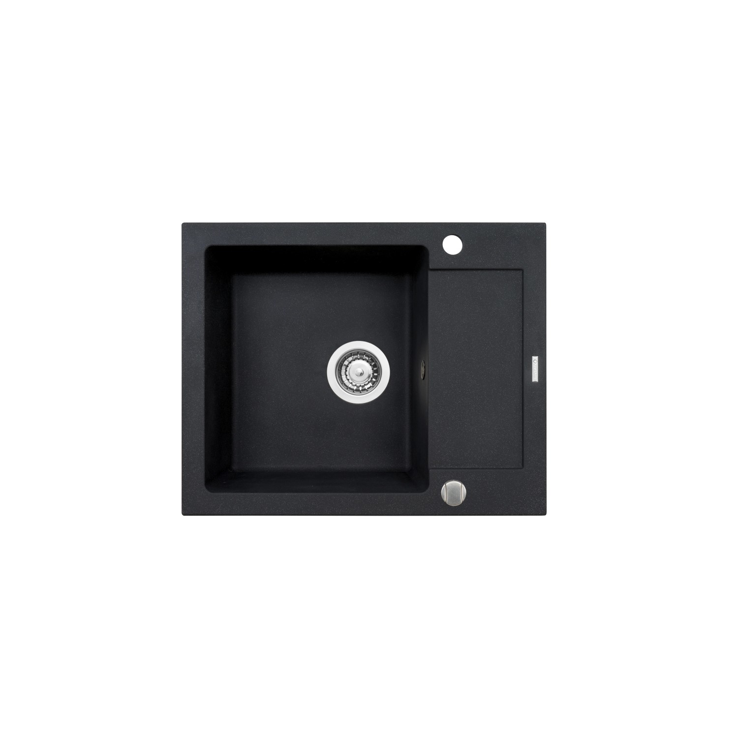 Pyramis Granitový dřez s odkapávačem Mido 1B 1D, black, 62 x 50 cm