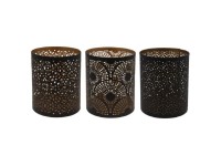 Koopman Svícen na čajovou svíčku černý různé vzory 11 x 12,8 cm, 1 ks Koopman Svícen na čajovou svíčku černý různé vzory 11 x 12,8 cm, 1 ks