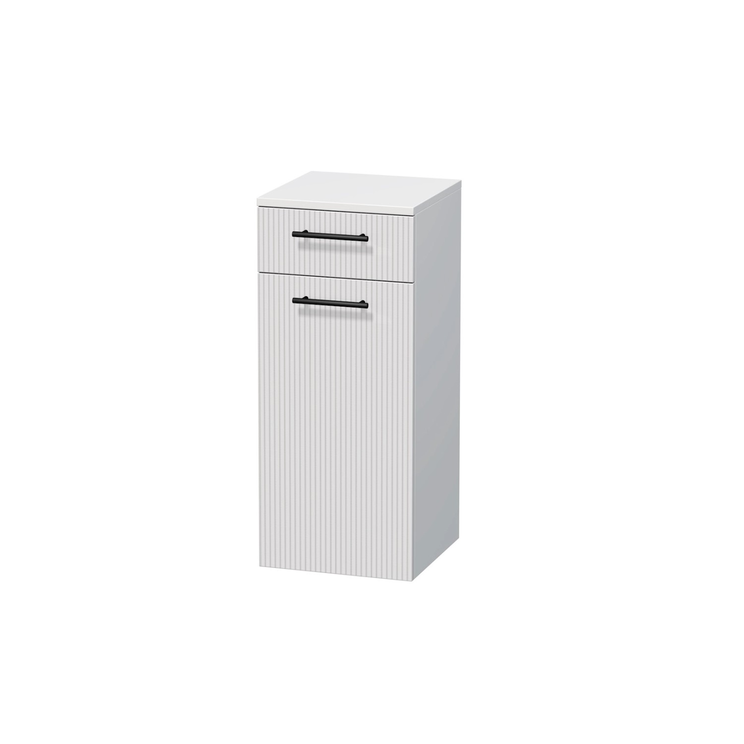 INTEDOOR Nízká skříň BEE levá, úchyt černý, š. 35 cm, bílá 3D pruhy