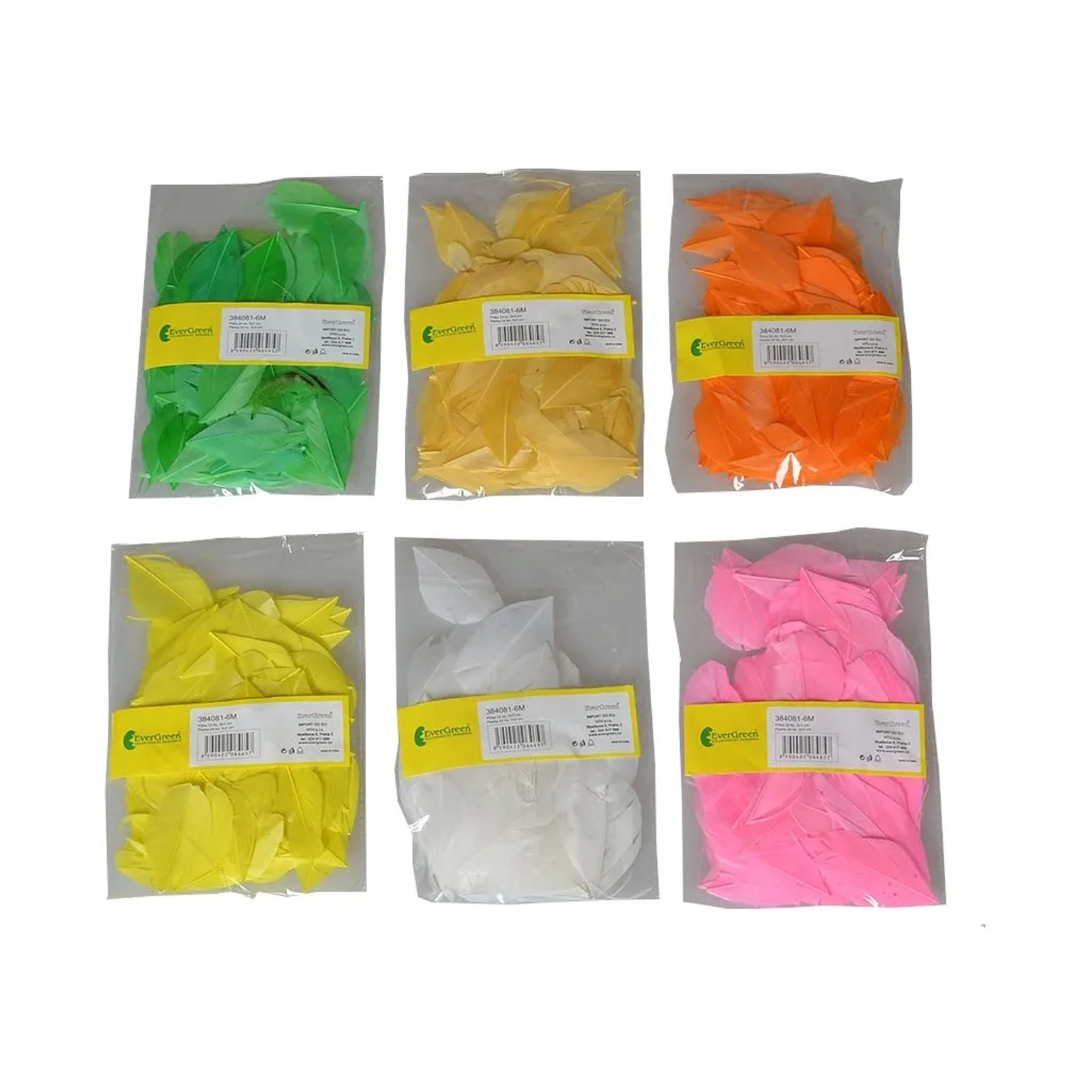 Pírka dekorativní barevná 24 ks, 5 x 3 cm