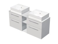 INTEDOOR Koupel.skříň+2umyvadla BEE, úchyt chrom, 140cm, regál střed, bílá lesk