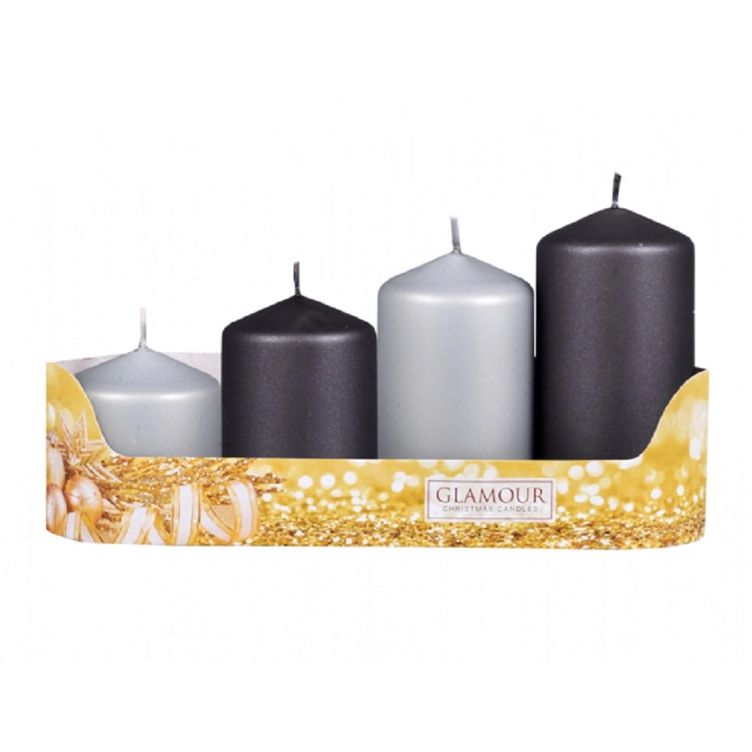 Svíčky adventní STUPŇOVITÝ MIX metal mat šedá/antracit, pr. 5 x 6/7,5/9/10,5 cm