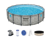 Bestway Bazén Power Steel SwimVista čerpadlo kartuše schůdky kámen. pr.488x122cm