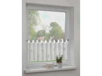 Sehlbach Vitrážová záclona s poutky, sedmikrásky, bílá, 140 x 48 cm