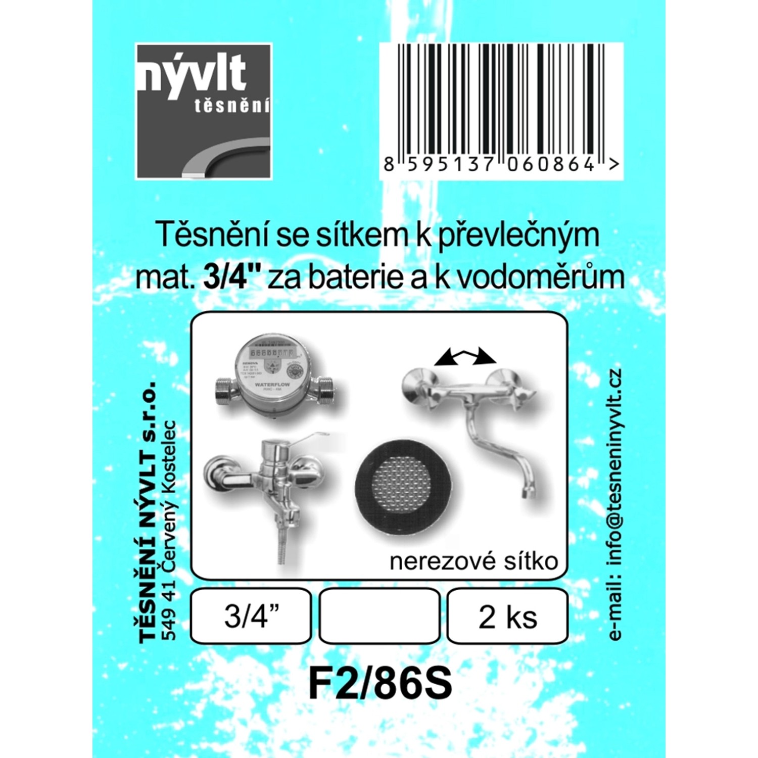 Těsnění s nerezovým sítkem 3/4", 2 ks/bal.