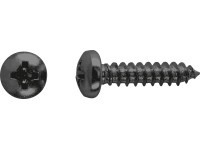 Vrut do plechu s půlkulatou hlavou PH2 plný závit černě pozink. 4,2x13 mm, 12 ks