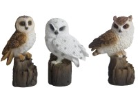 Dekorativní figurka Sova na pařezu, různé druhy, 1 ks, 15 cm