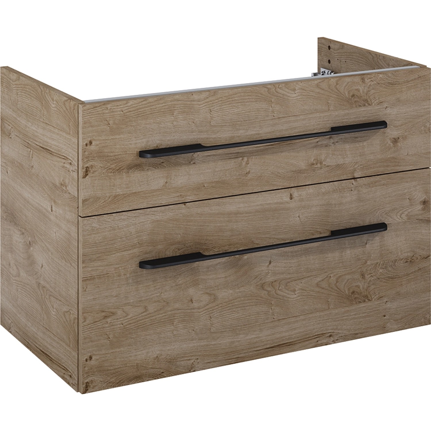 Maximus Skříňka pod umyvadlo Madrid, 2 zás., dub Canela + černé úchytky, 80 cm