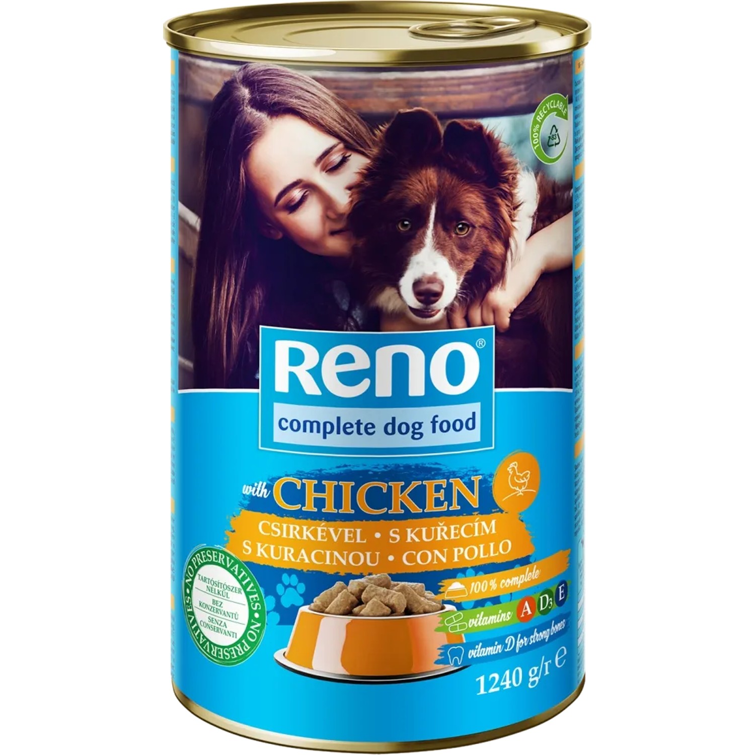 Reno Konzerva pro psy drůbeží kousky v omáčce, 1240 g