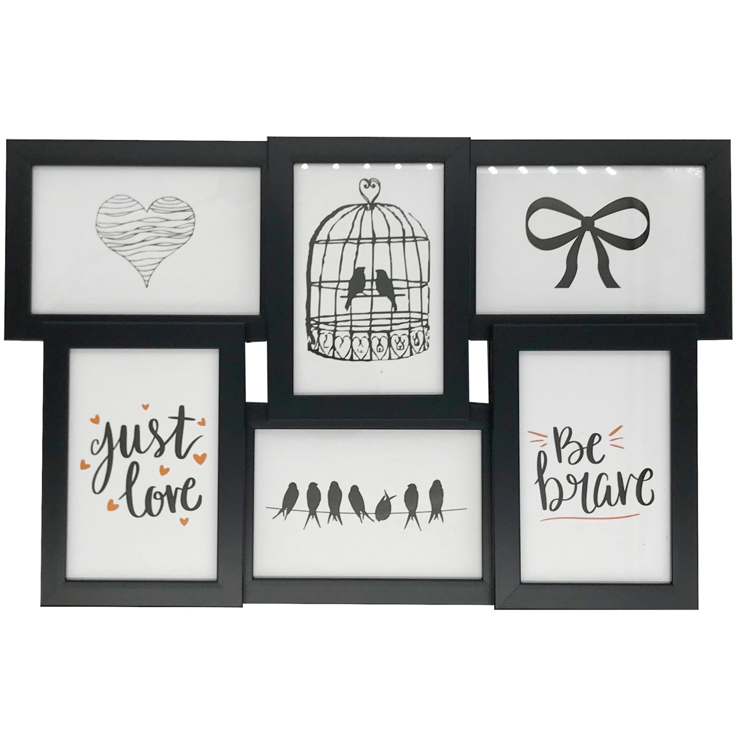 Bondecor Multirám pro 6 fotek, černý, 45 x 28 cm