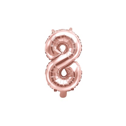 PartyDeco Balón fóliový číslo "8" růžové zlato 35 cm
