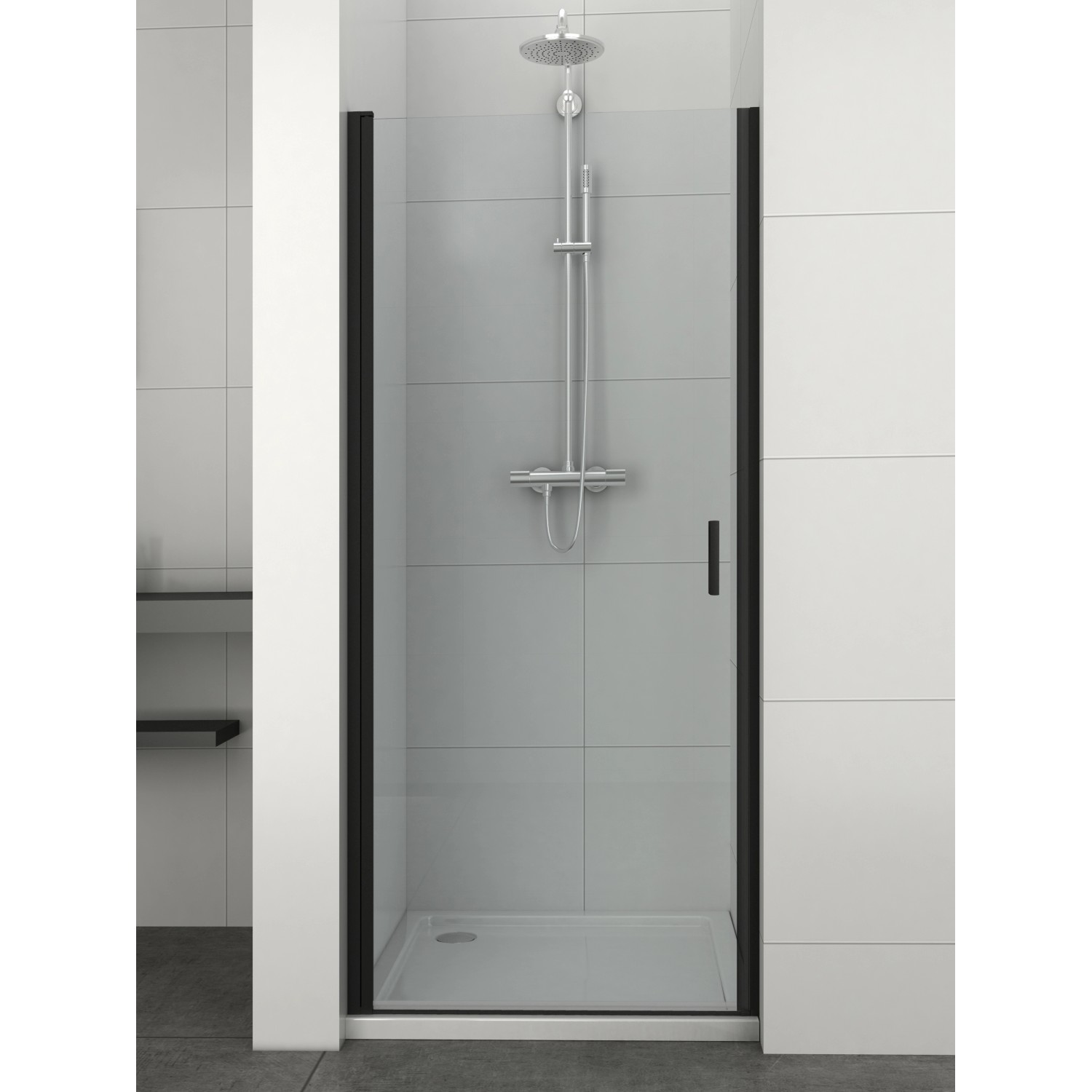 Sanotechnik Otočné sprchové dveře do niky Elite T90B, černá, 88-90 x 195 cm