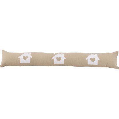 Zábrana proti průvanu motiv domečku, béžová, 100 cm