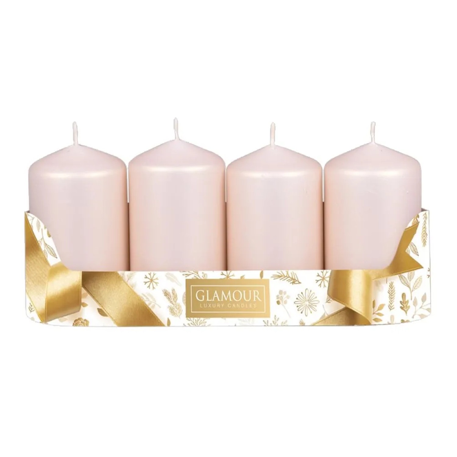 Sada adventních svíček VÁLEC metalická matná béžová 5 x 9 cm, 4 ks