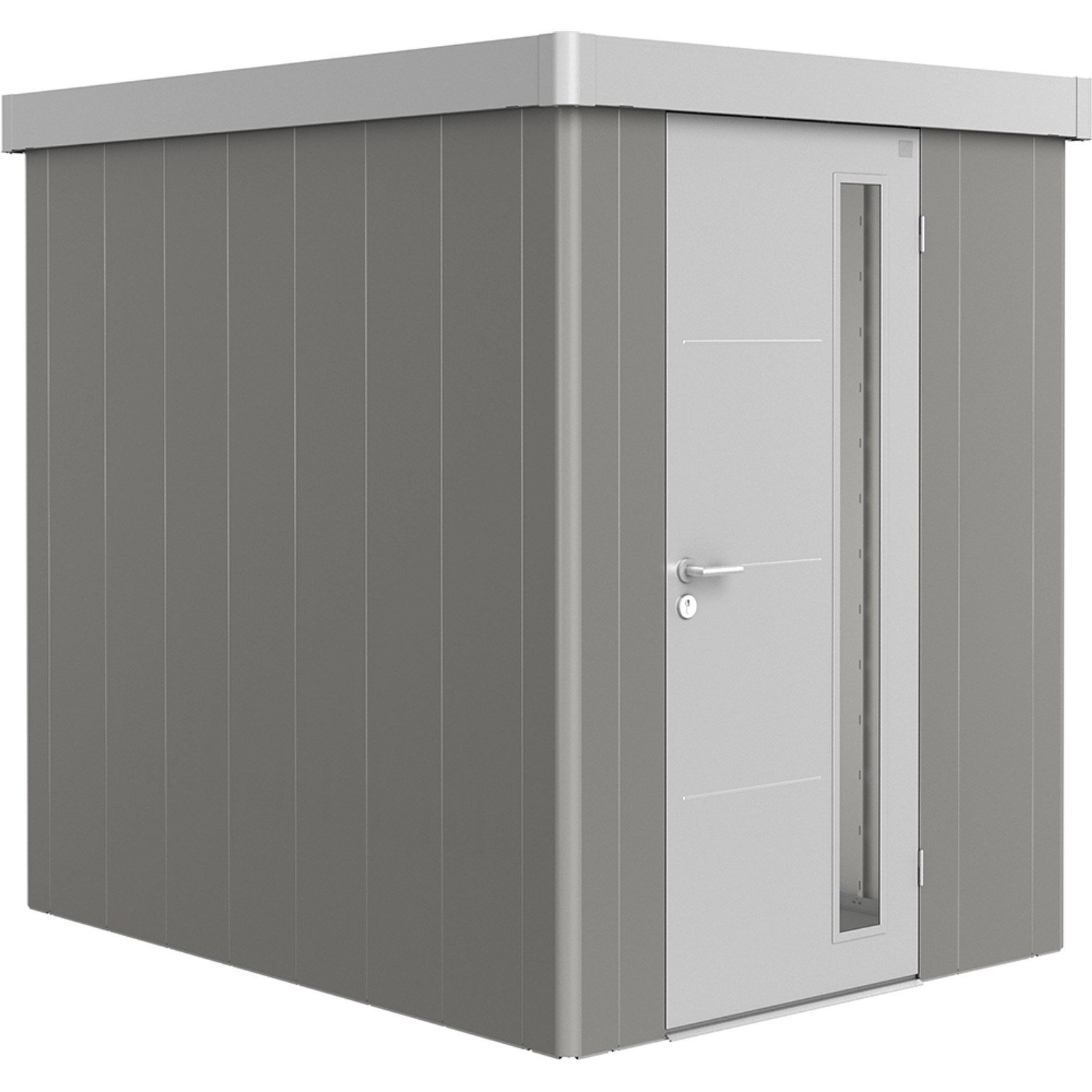Biohort Plechový zahradní domek Neo2A 2.1 standardní dveře kř. šedá 180 x 236 cm