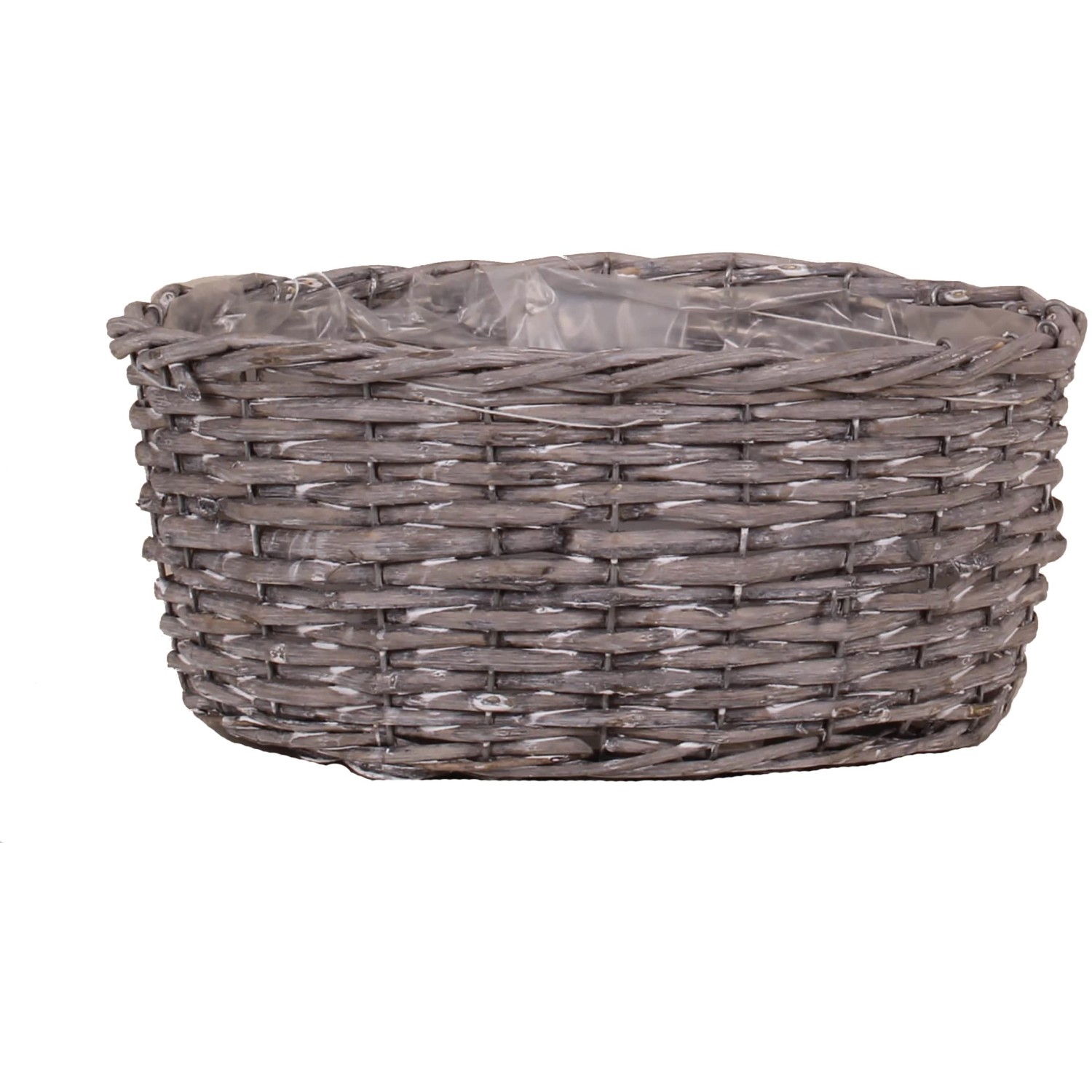 Miska z vrbového proutí s PE sáčkem šedá 30 x 13 cm