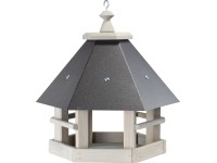 Ptačí krmítko, borovicové dřevo/kov, šedá/šedá, 33 x 29 x 35 cm Ptačí krmítko, borovicové dřevo/kov, šedá/šedá, 33 x 29 x 35 cm