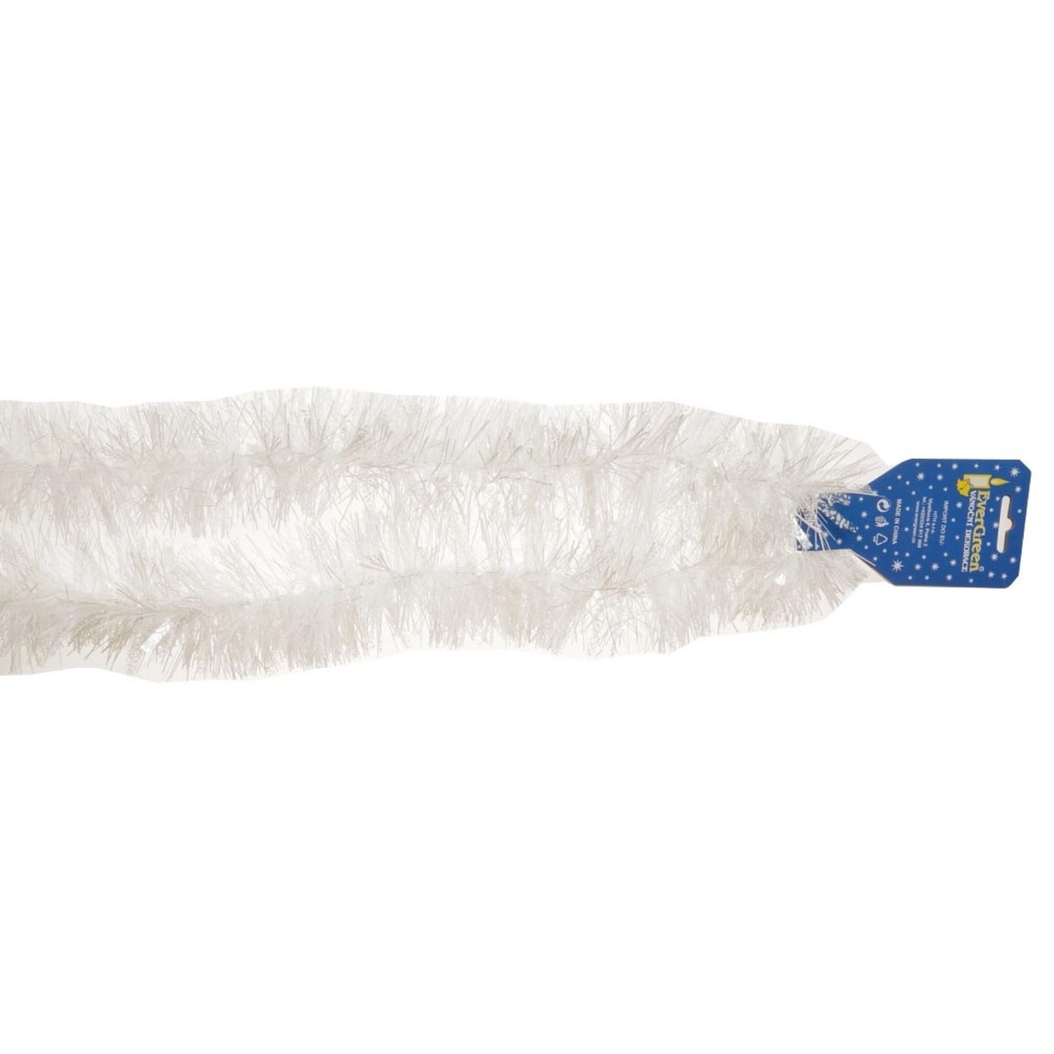 EverGreen Řetěz pr. 9 cm, délka 200 cm, sněhový se stříbrnými třpytkami