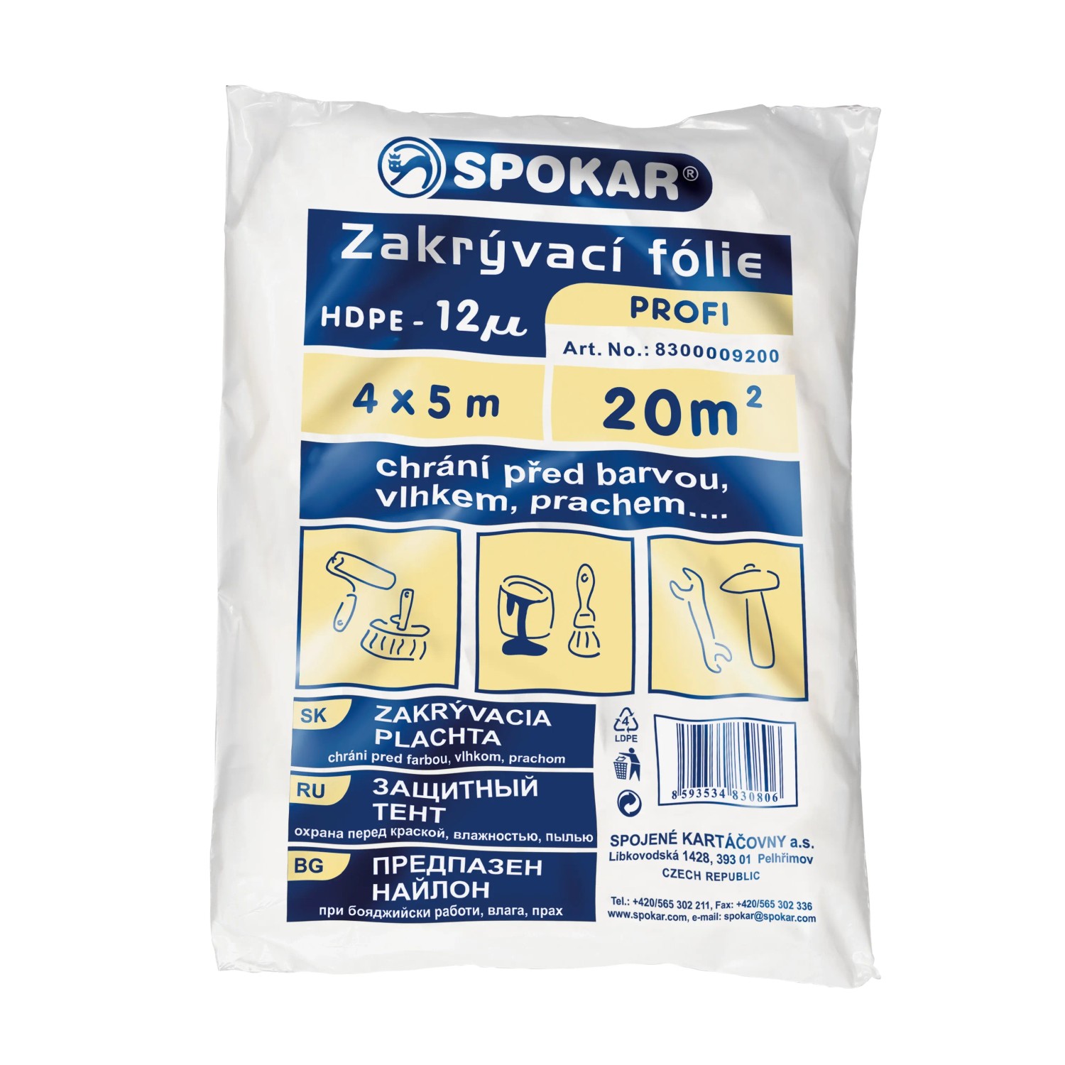 Spokar Zakrývací fólie HDPE Profi 4 x 5 m, 12 um