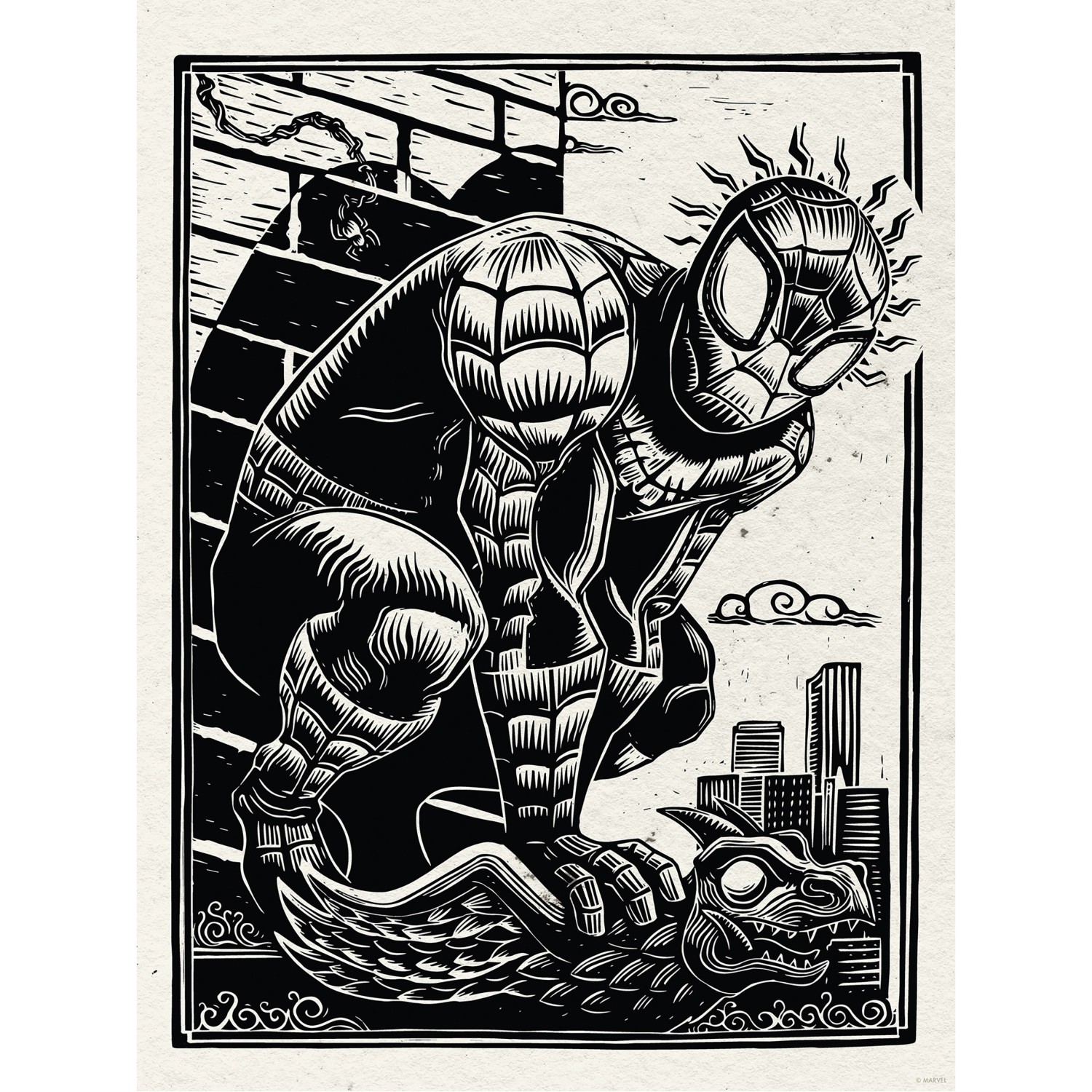 Komar Plakát Marvel Spider-Man Lino-Cut 30 x 40 cm