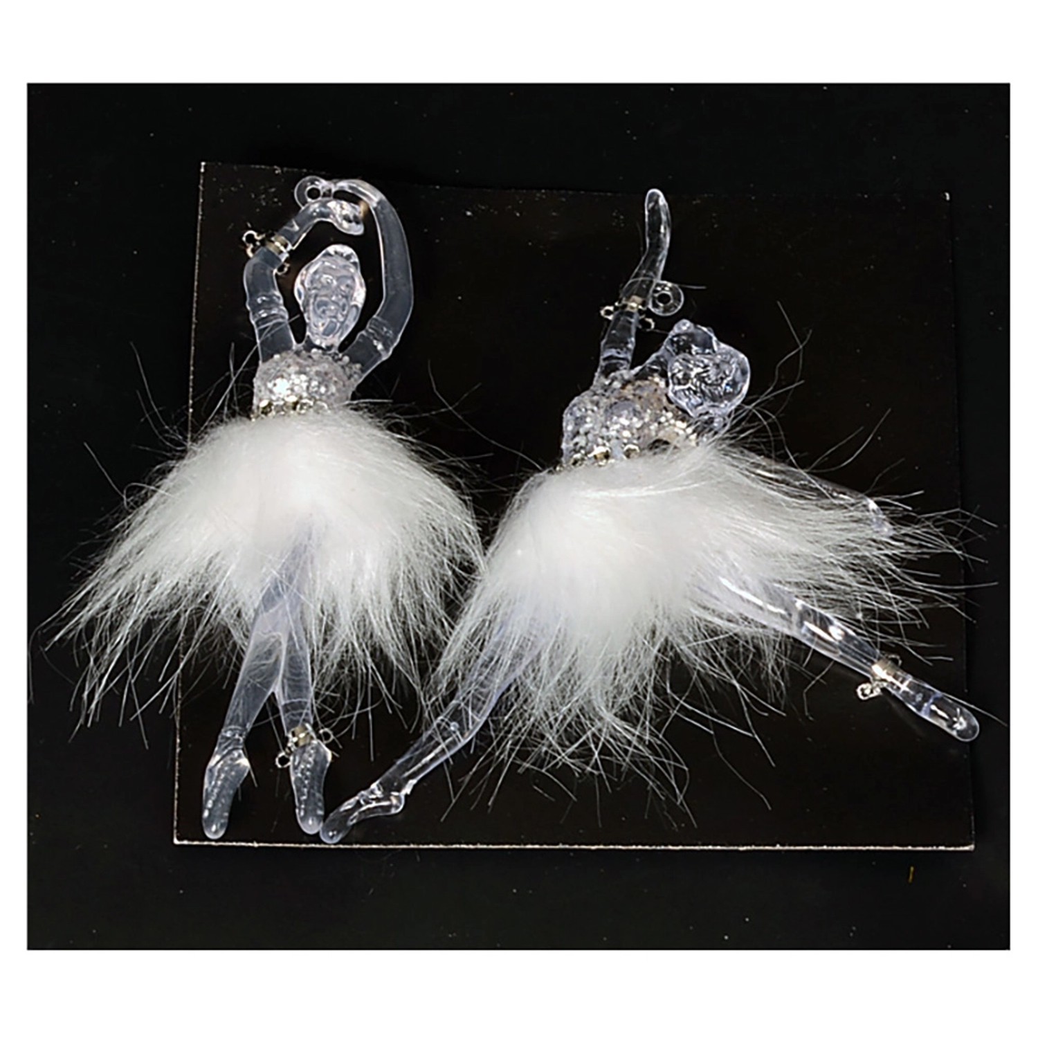 EverGreen Vánoční dekorace baletka, transparentní/bílá, 15 cm, 2 ks