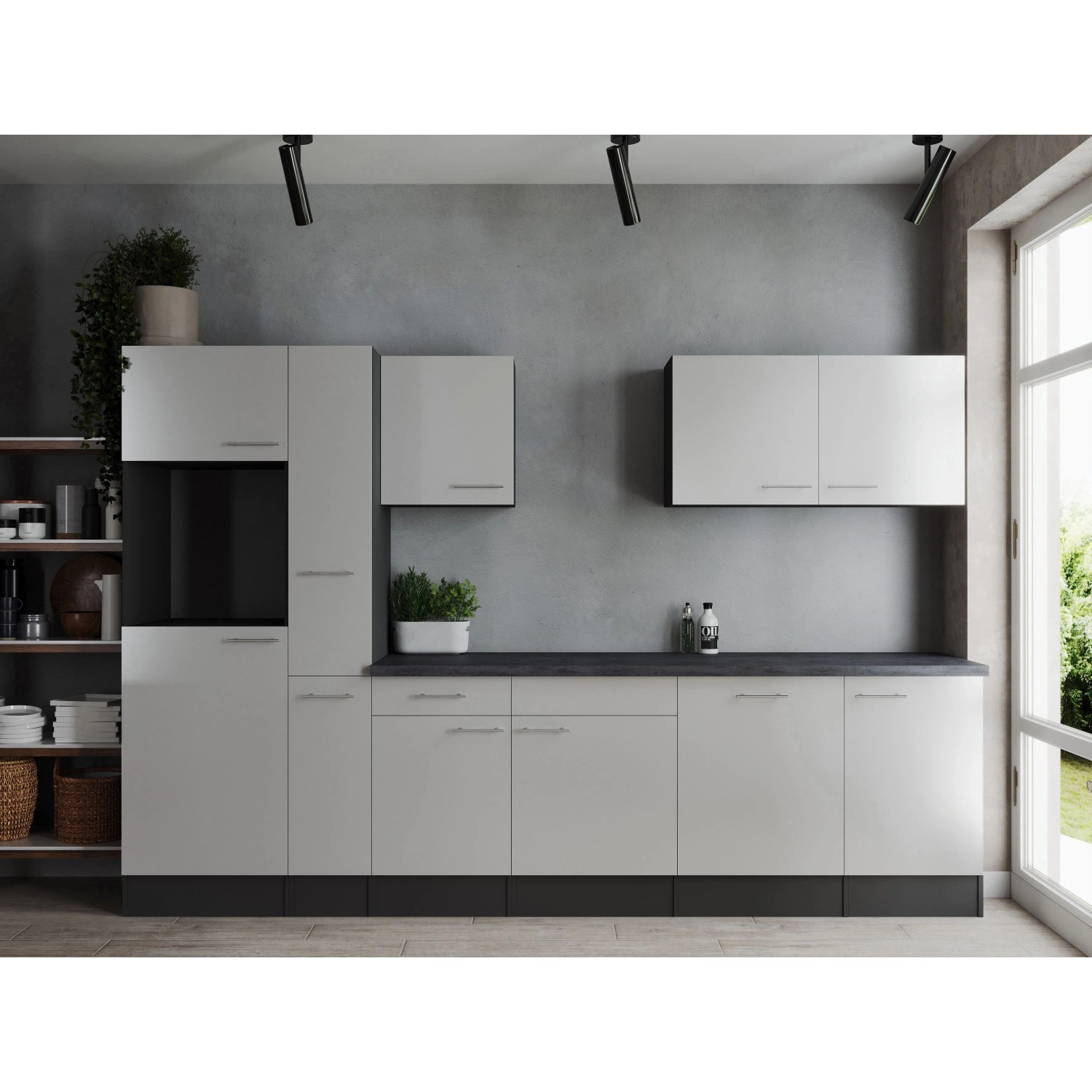 Respekta Kuchyně Oliver bílá/žula 310 cm - bez el. přístrojů