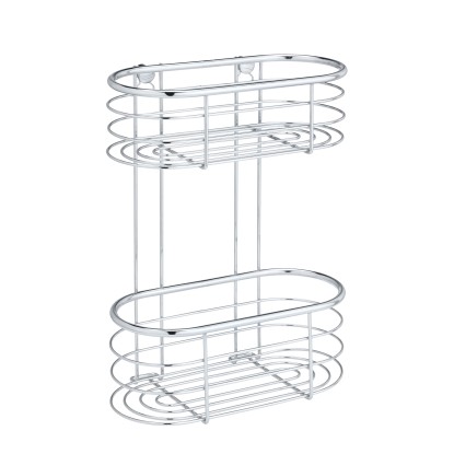 Wenko Koupelnová police Trestina 2patrová, lesklá stříbrná, 26 x 35 x 14 cm