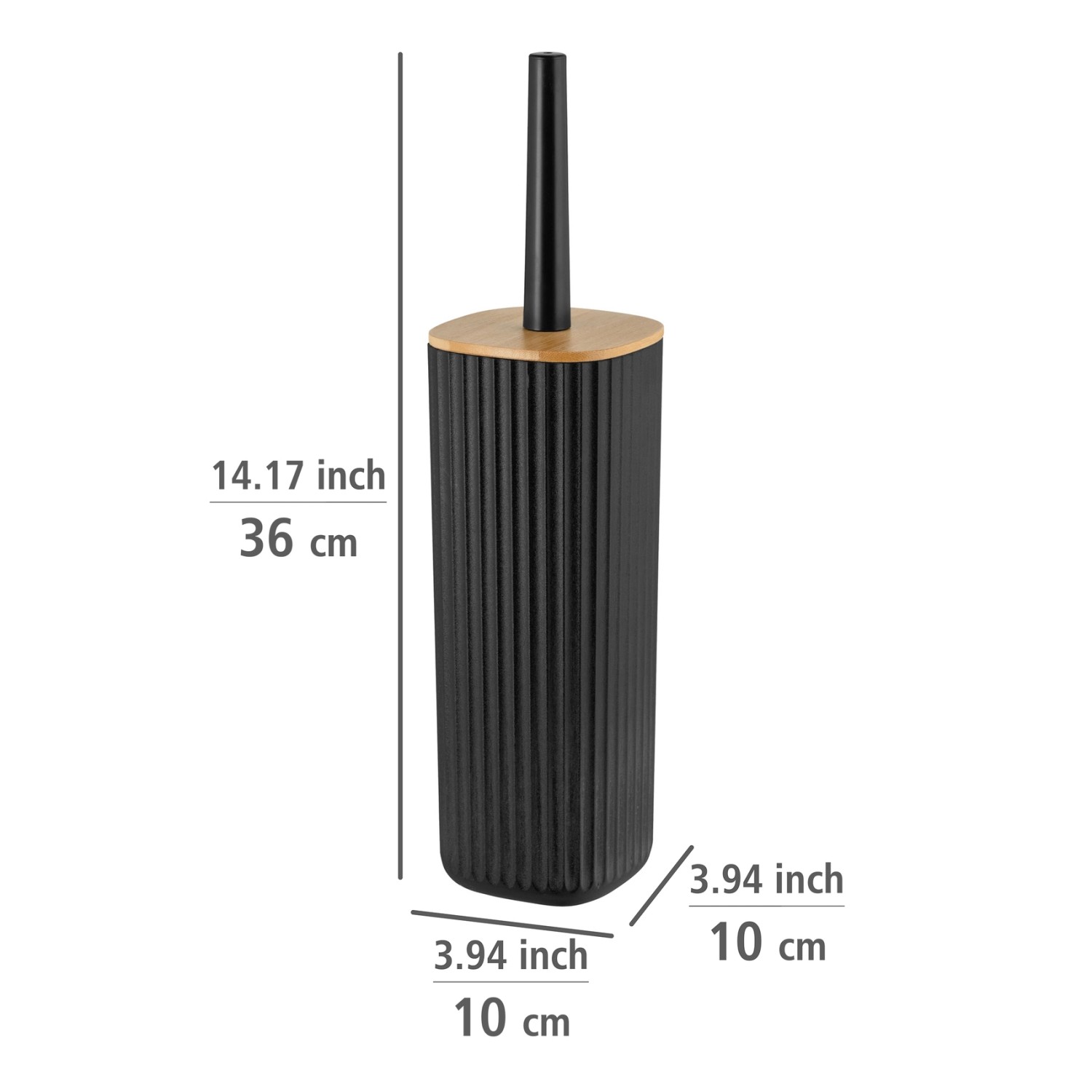 Portascopino WC WENKO Padua In Bambù - Naturale, 10x38x10cm, Con Scopino In Acciaio Nero - Foto 5