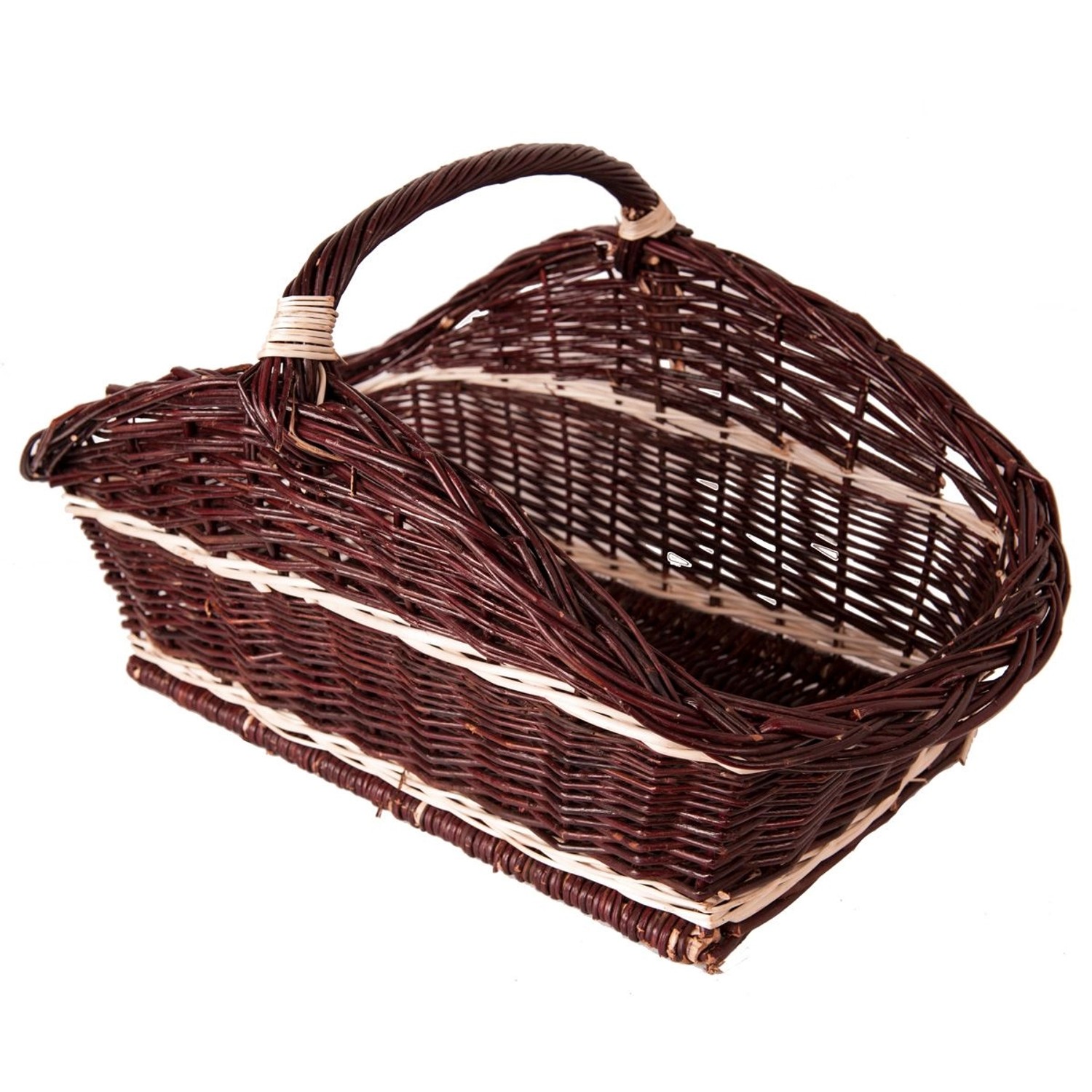 PARKANEX Proutěný koš na dřevo rovný tmavý se světlým proutím