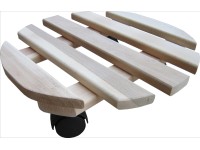 Vozík pod květináč kulatý hladký buk přírodní 30 cm Vozík pod květináč kulatý hladký buk přírodní 30 cm
