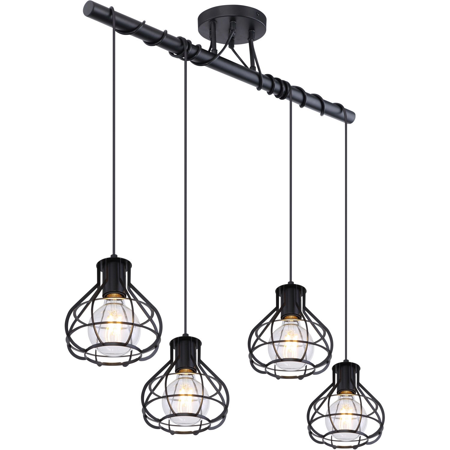 Globo Stropní svítidlo CLASTRA, 4x E27, matně černé, 80 x 18 x 100 cm