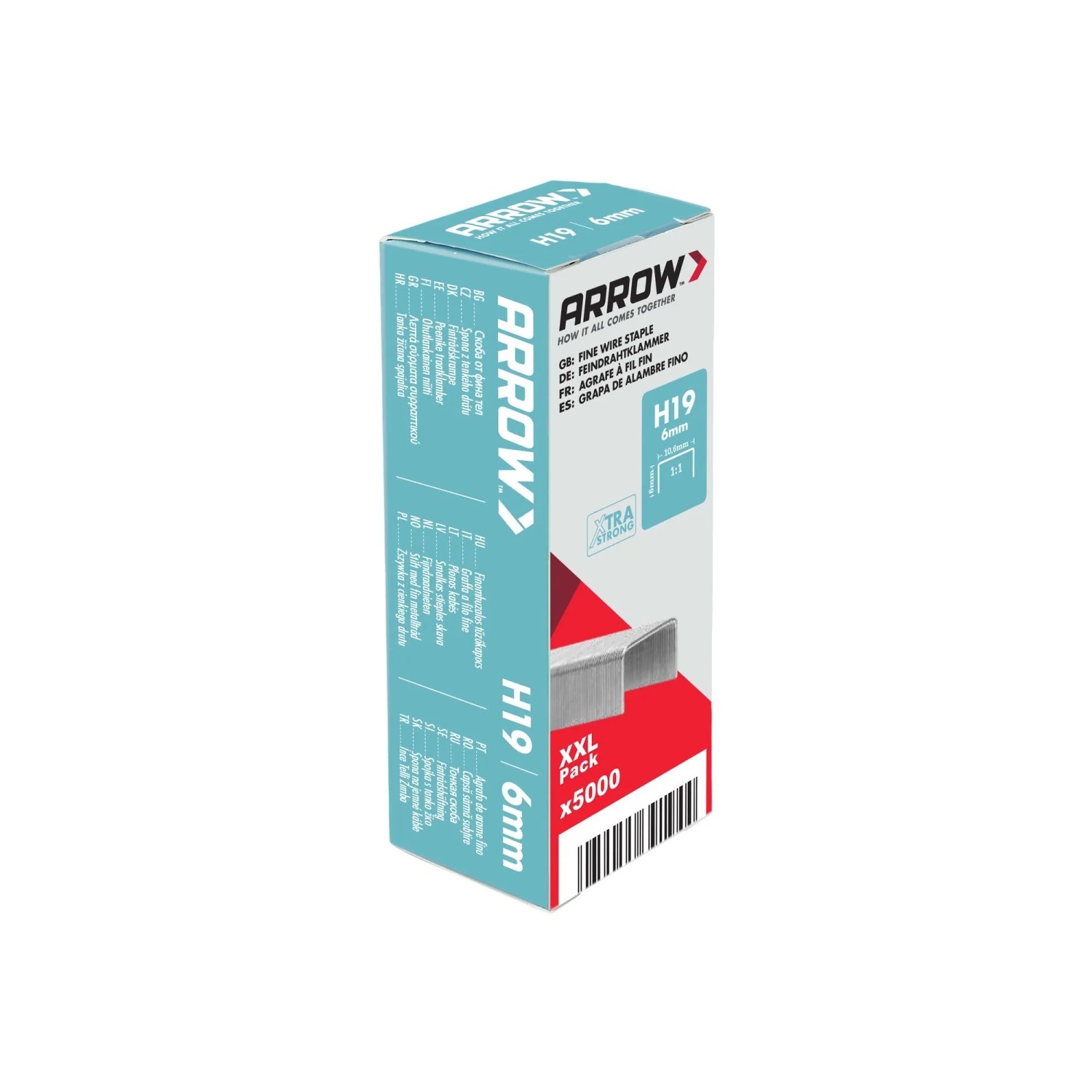 Arrow Drátěné sponky do sponkovačky H19, délka 6 mm, 5000 ks
