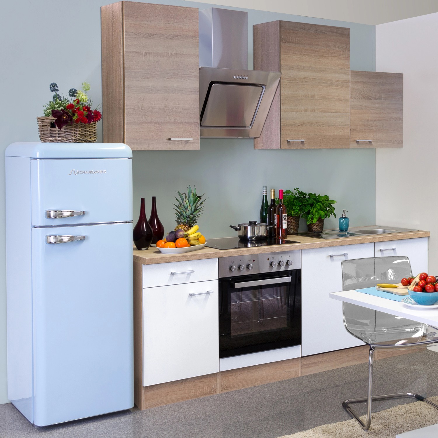 Flex-Well Kuchyně Florida 220 cm/typ 1 - trouba/varná deska/digestoř/myčka